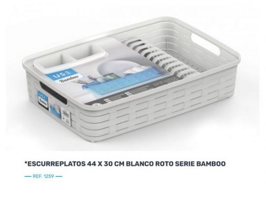 Escurreplatos 44 X 30 cm Blanco Roto Serie Bamboo, Material Resistente y Fácil de Limpiar
