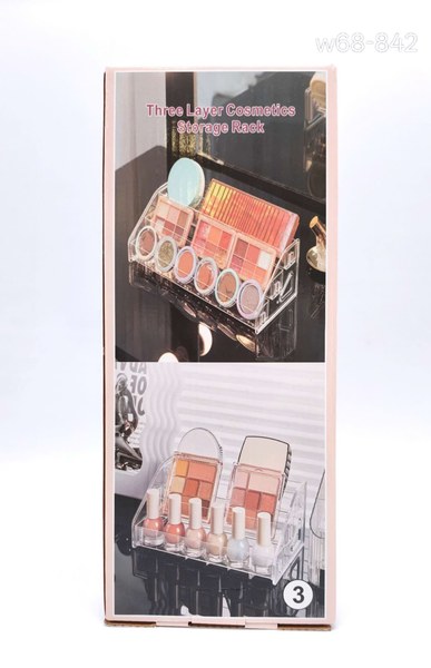 Organizador Acrílico de 3 Niveles para Maquillaje, Expositor Escalonado Transparente