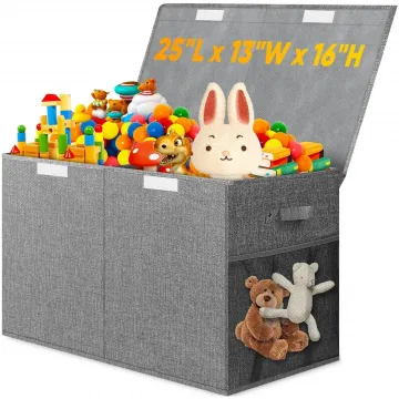 Baúl Plegable Organizador de Juguetes Infantil con Tapa, Gris